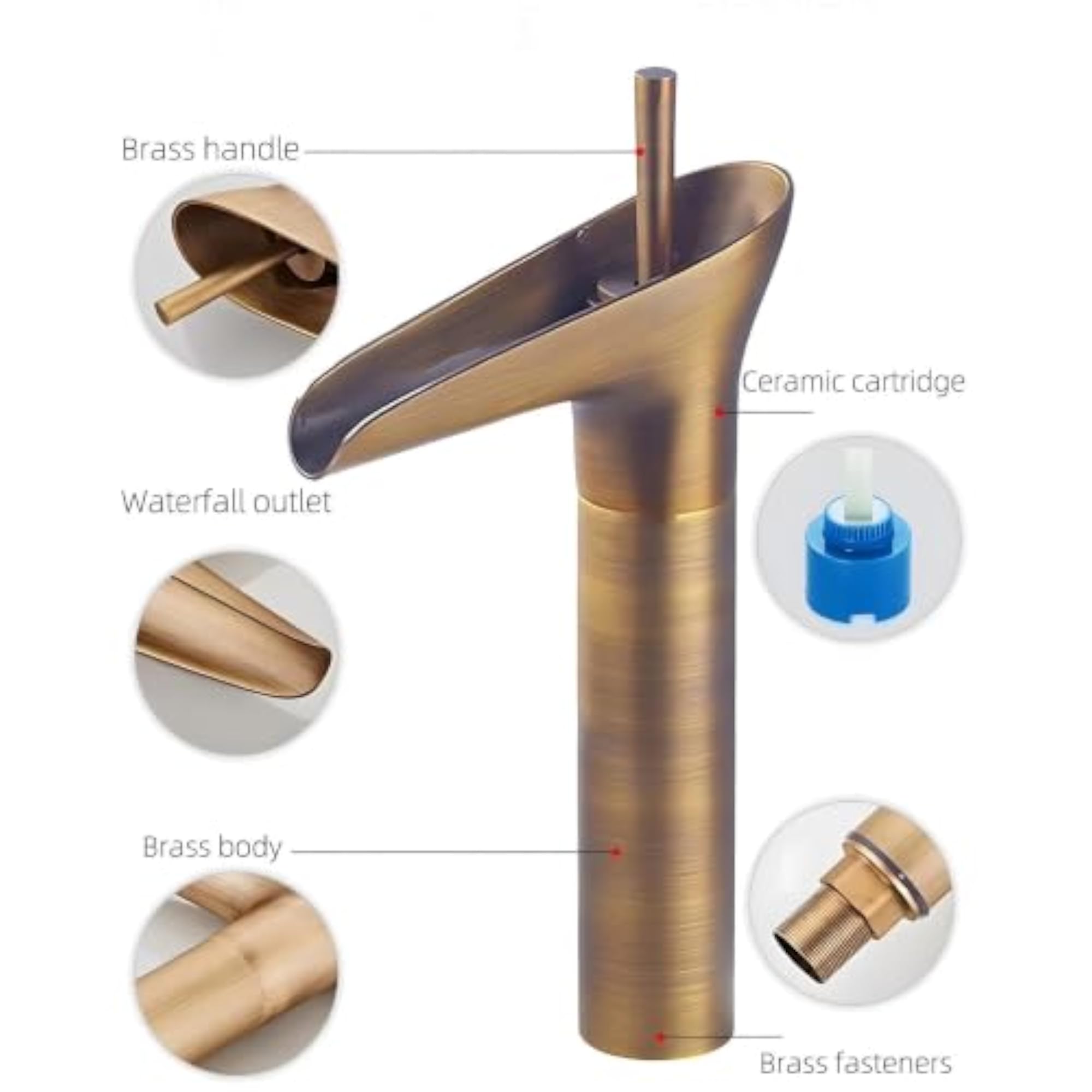 Copper Antique Brown Basin Mixer Faucet Tap